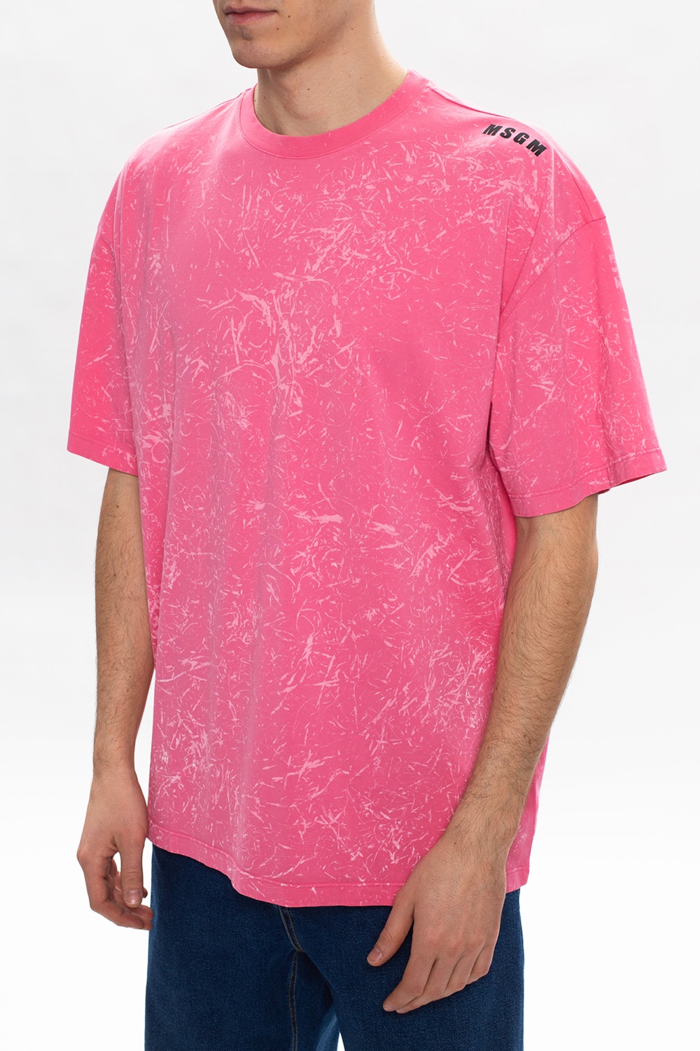 half-sleeve silk T-shirt | Patterned T-shirt MSGM